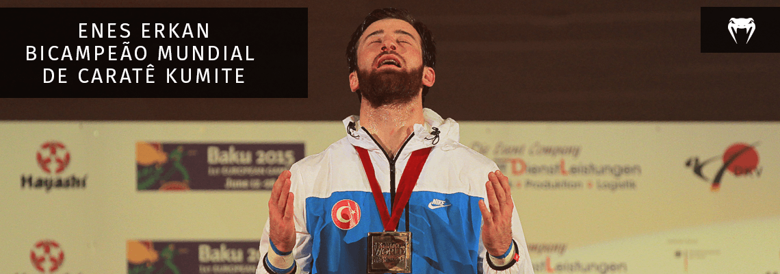 Enes Erkan é bicampeão mundial de caratê kumite