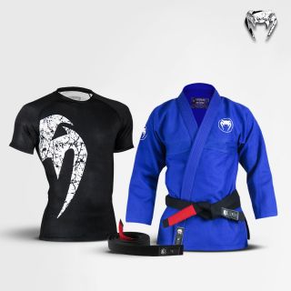 Combo BJJ Classic Azul - Kimono + Rashguard Manga Curta + Faixa